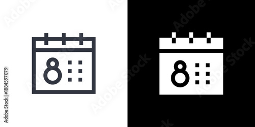 Calendar icon concept with flat Black White Background. Vector illustration.