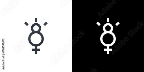 Womens Day icon concept with flat Black White Background. Vector illustration.