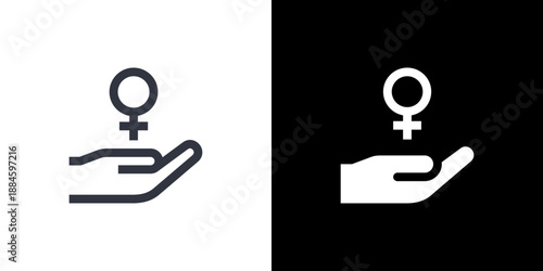 Feminism icon concept with flat Black White Background. Vector illustration.