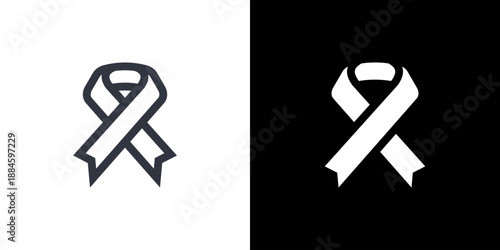 Ribbon icon concept with flat Black White Background. Vector illustration.