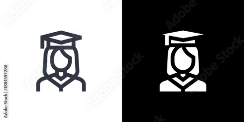 Woman icon concept with flat Black White Background. Vector illustration.