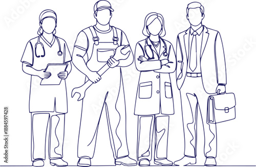 Healthcare professionals standing together Vector, illustration