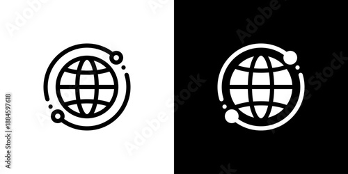 Global Network concept with flat Black White Background Vector illustration.