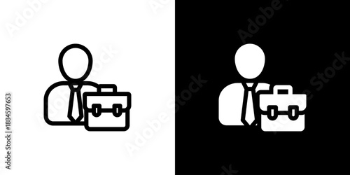 Employee concept with flat Black White Background Vector illustration.
