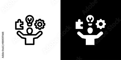 Abilities concept with flat Black White Background Vector illustration.
