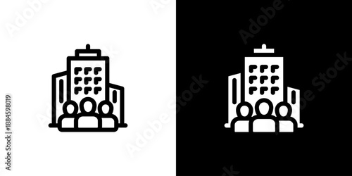 Company concept with flat Black White Background Vector illustration.