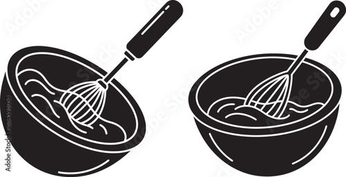 Two silhouette mixing bowl with whisk design