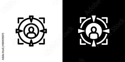 Headhunting concept with flat Black White Background Vector illustration.