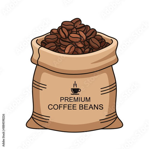 Sack of Premium Coffee Beans Illustration