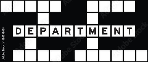 Alphabet letter in word department on crossword puzzle background