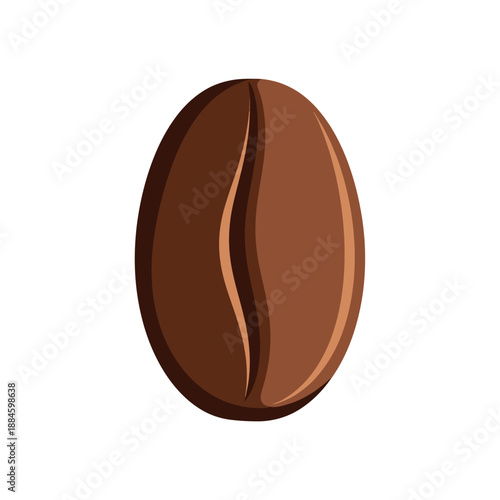Single Roasted Coffee Bean Close-up Isolated on White Background