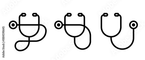 Stethoscope or Phonendoscope icon set. Vector icon isolated on white background.