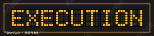 Orange color led banner in word execution on black background