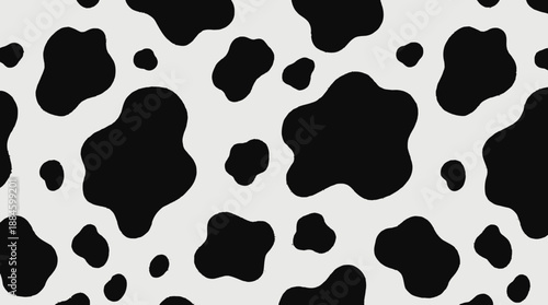 Cow Print Pattern – Black and White Irregular Spot Design for Fashion, Textile, Farm-Themed Decor, and Graphic Design Use