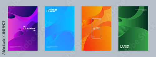 Set of Minimal modern cover design. Dynamic colorful gradients. Future geometric patterns. poster template vector design. 