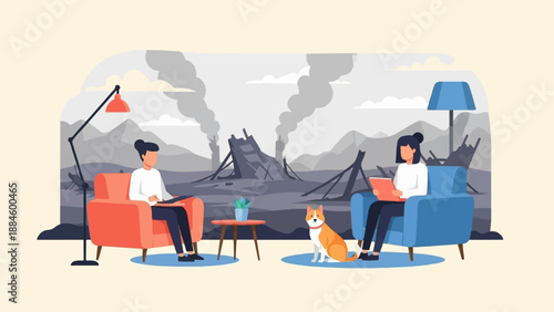 Survivors find solace in comfort amidst industrial wasteland