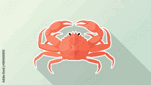 Stylized illustration of an orange crab with long legs on a light green background