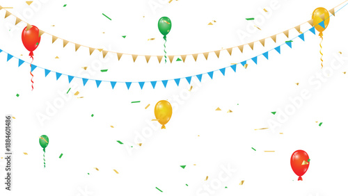 party balloons and confetti Colorful balloons and festive confetti falling celebrating a joyous occasion