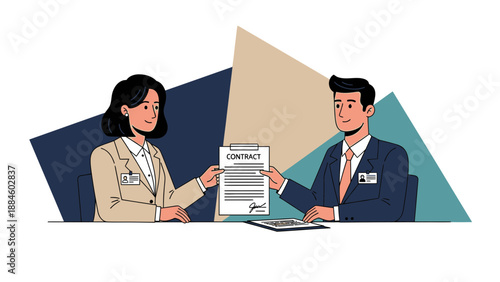 Business partners signing contract agreement, successful deal, teamwork, partnership