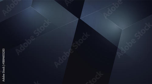 Abstract geometric dark blue faceted polygonal background with modern light reflections for technology presentations