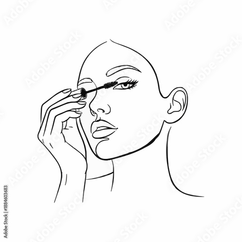 a woman puts mascara on her eyelashes