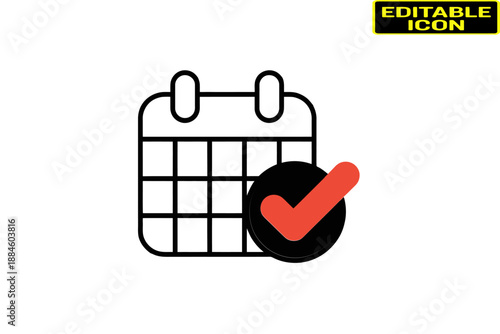 Calendar with checkmark Vector, illustration