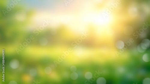 spring meadow with flowers blossom and sunshine. Blurred background with copy space