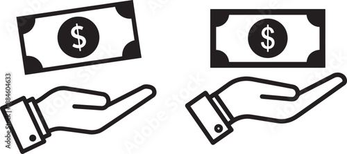 Giving money silhouette concept for charity work