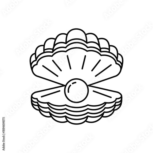 Clam Shell with Pearl Icon – Ocean Treasure Symbol for Jewelry, Beauty & Marine Design
