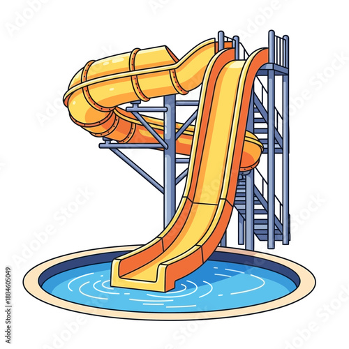 Water Slide Illustration – Aquapark Pool Ride Symbol for Summer Fun & Leisure Design
