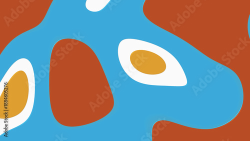 Abstract artwork of organic shapes in orange, blue, and white, perfect for backgrounds, prints, web design, and social media graphics.