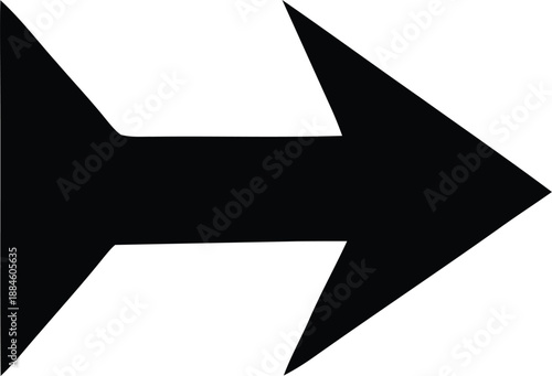 A simple black arrow pointing to the right a directional symbol