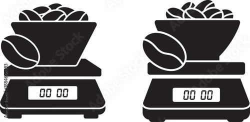 Coffee beans scale silhouette isolated in white style
