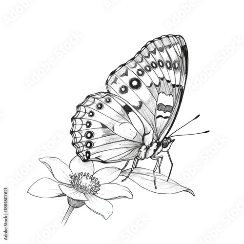 Bhutan Glory Butterfly, Bhutanitis lidderdalii, Exquisite Vector Illustration of Rare Insect.