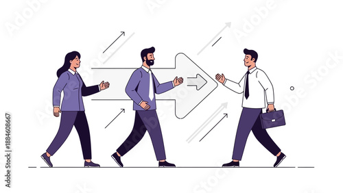Business team collaboration, teamwork, and forward movement