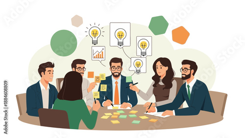 Business team meeting brainstorming ideas, innovation and strategy planning