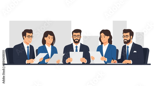 Business Team Meeting: Diverse Professionals Collaborating in Office