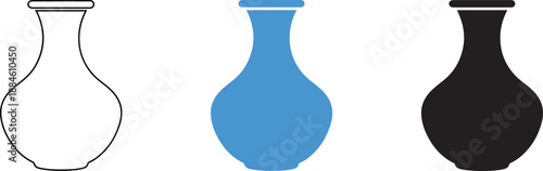 Collection of three vases in different colors and styles