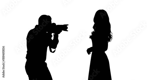 Silhouette of a man aiming a gun at a woman isolated on transparent background