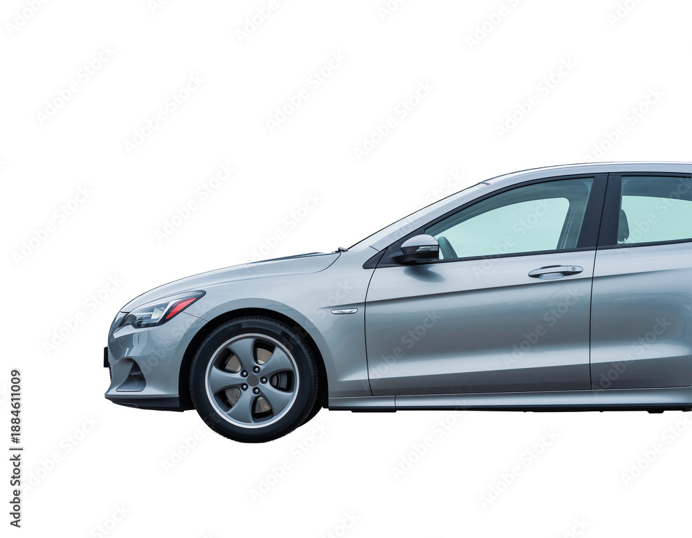 Fototapeta premium Generic Electric Hatchback Side View Isolated on White Background