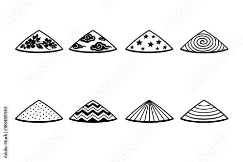 Pattern and design icons set. Containing triangle, geometric, abstract, shapes, texture, symmetry, decoration, ornament and more.