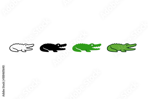 Animal icons set. Containing crocodile, alligator, reptile, wildlife, habitat, swamp, predator, species and more.