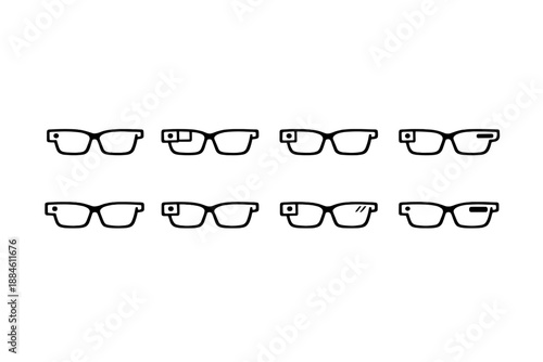 Eyewear and glasses icon set. Containing spectacles, sunglasses, frames, lenses, vision, stylish, optical, prescription and more.