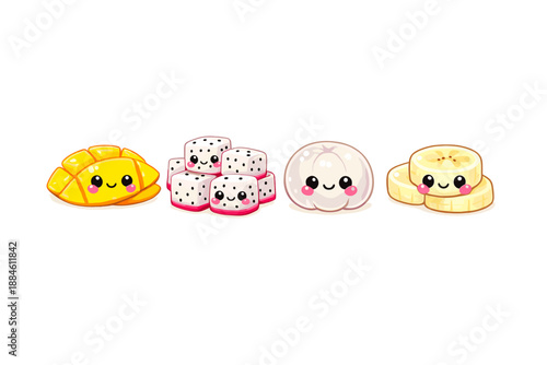 Food icon set. Featuring sushi, dumpling, croissant, banana, dessert, candy, fruit, pastry, treat, snack, sweet, savory, bento, meal, cuisine, gourmet, delicacy, sushi roll,