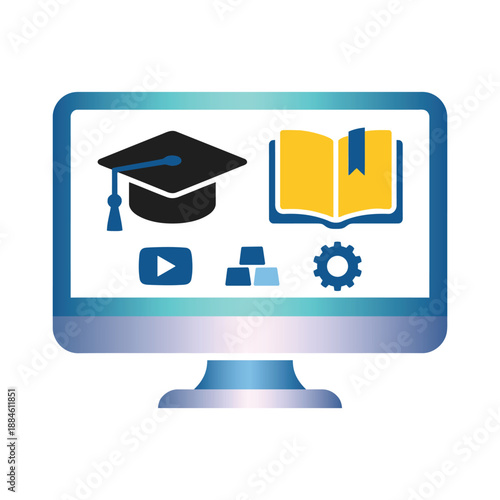 Online Education and Digital Learning Platform on Computer Screen
