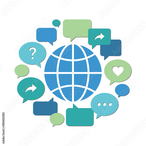 Global Digital Communication and Online Social Networking Concept
