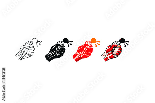 Icon Set: Fist, Power, Strength, Symbol, Resolve, Energy, Action, Fight, Emblem, Resolve, Unity, Challenge, Protest, Support, Resistance