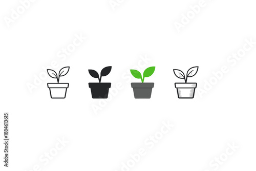 Plant and gardening icon set. Containing pot, leaf, growth, soil, seedling, watering, nature, flower and more.