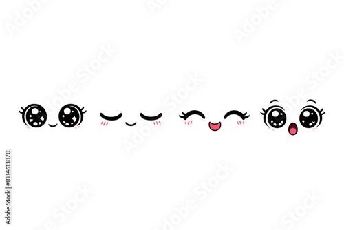 Emoticon icon set. Containing smile, frown, wink, laugh, surprise, love, sad, happy, cute, expression, face, emotion, joy, eyes, feelings, cheer, playful, character, design,