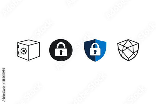 Security and protection icon set. Containing lock, shield, safe, key, encrypted, firewall, access, safeguard, privacy, and more.